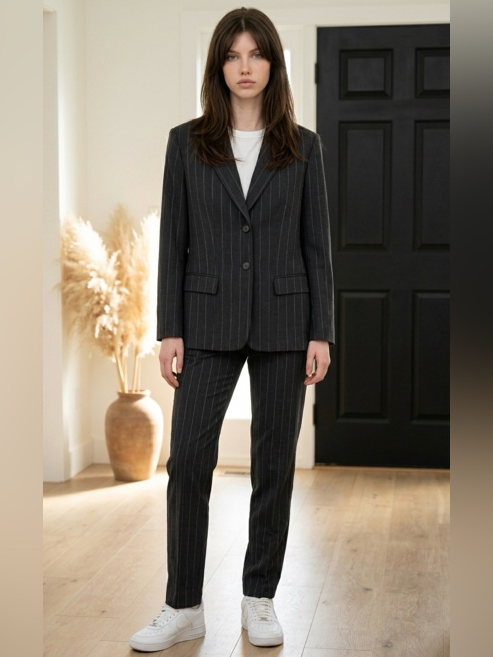 Vintage Bill Burns Bussines Carrier Pinstripes Blazer Womens Size 12 New